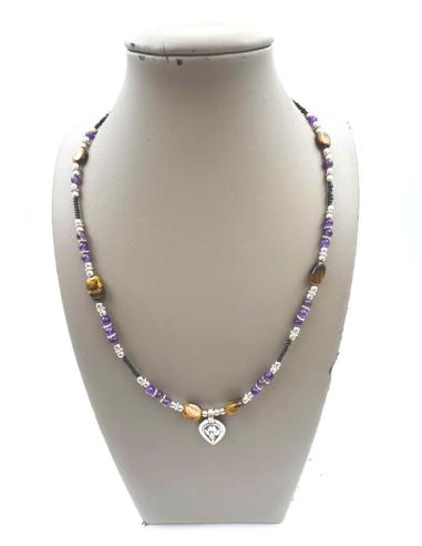 COLLARES PARA HOMBRE DE PIEDRAS OJO DE TIGRE Y COLGANTE ETNICO
