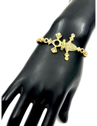 PULSERAS HOMBRE DE MACRAME CON CRUZ TUAREG EN ENVEJECIDO