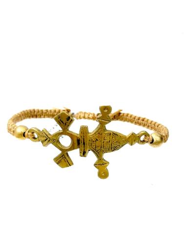 PULSERAS HOMBRE DE MACRAME CON CRUZ TUAREG EN ENVEJECIDO