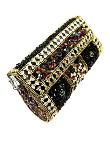 BOLSOS MUJER NEGROS METALICOS CON PEDRERIA Y ORIGINAL DECORACION