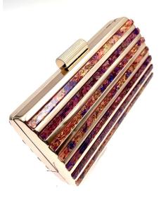 BOLSOS MUJER BODAS CAREY SINTETICO ROSA FUCSIA Y MORADO