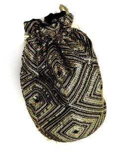 BOLSOS FIESTA ORIGINALES NEGROS CON LENTEJUELAS ORO BOMBONERAS