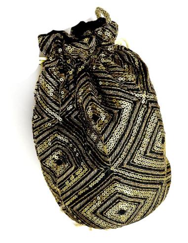 BOLSOS FIESTA ORIGINALES NEGROS CON LENTEJUELAS ORO BOMBONERAS