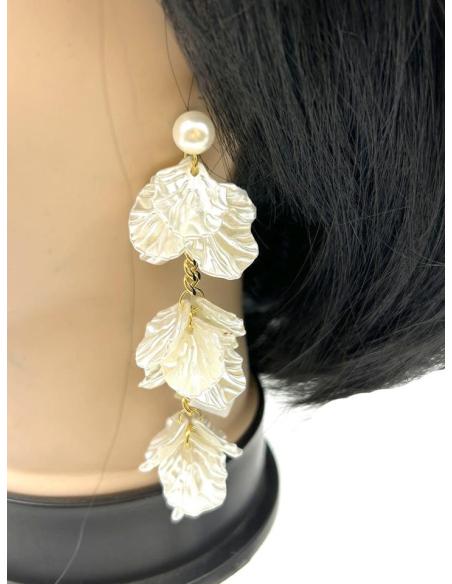 PENDIENTES MUJER LARGOS PARA BODAS DE VERANO EN BLANCO ANACARADO