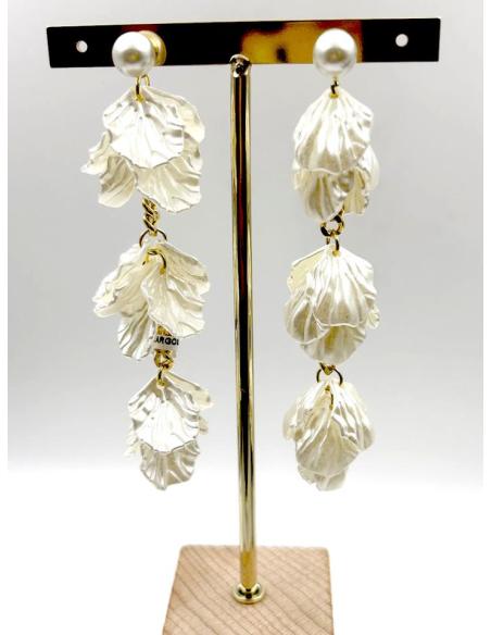 PENDIENTES MUJER LARGOS PARA BODAS DE VERANO EN BLANCO ANACARADO