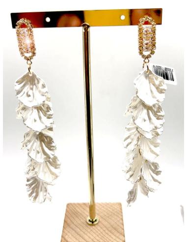 PENDIENTES MADRID LARGOS BLANCOS PARA BODAS DE TARDE NOCHE