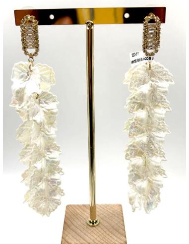 PENDIENTES MUJER LARGOS CON SOFISTICADO DISEÑO BLANCO PARA NOCHE