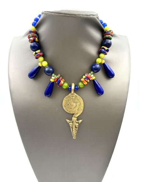COLLARES MUJER AFRICANOS JOYAS ARTESANALES EN VERDE Y AZUL