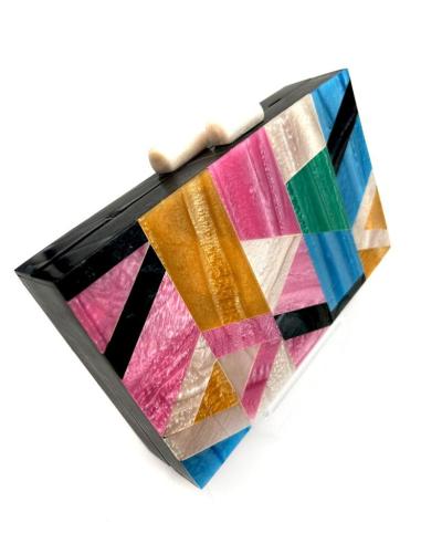BOLSO Y CLUTCH D FIESTA ORIGINALES GRAN VIA MADRID, UN BOLSO CON MEZCLA DE COLORES PARA COMBINAR, CON TU VESTIDO.