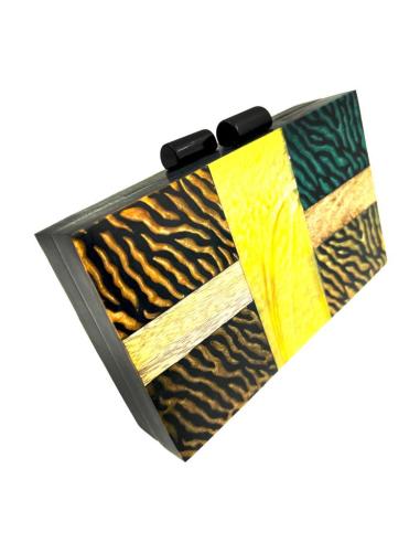 CLUTCHS Y BOLSOS FIESTA ORIGINALES MADERA Y NACAR ANIMAL PRINT
