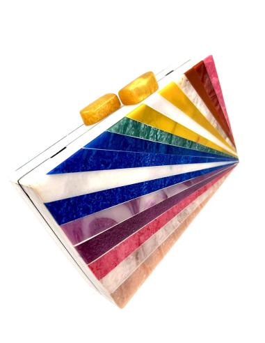 BOLSOS ORIGINALES DE FIESTA EN CAREY Y MATERIALES NATURALES, BOLSO ARCOIRIS