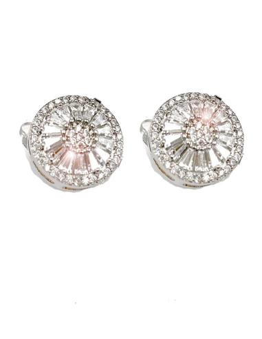 PENDIENTES DE CLIP PEQUEÑOS BOTON DE CIRCONITAS Y BAGUETTE MUY ELEGANTES PARA BODAS