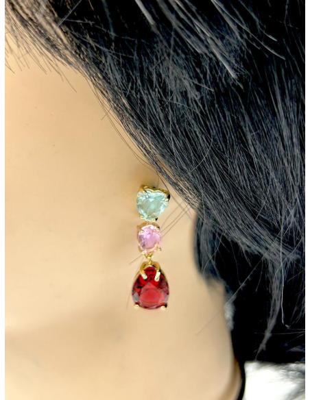 PENDIENTES ELEGANTES TRIO DE COLOR ESPECIAL MADRINAS BODA