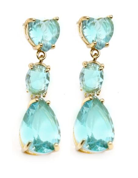 PENDIENTES LARGOS AZULES AGUAMARINA MUY ELEGANTES PARA BODAS Y EVENTOS
