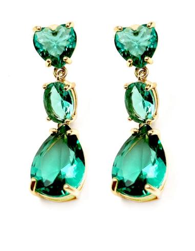 PENDIENTES LARGOS VERDES ESMERALDA MUY ELEGANTES PARA BODAS Y EVENTOS