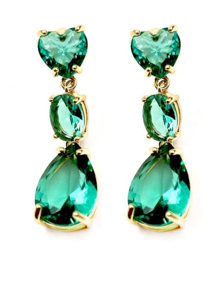 PENDIENTES LARGOS VERDES ESMERALDA MUY ELEGANTES PARA BODAS Y EVENTOS
