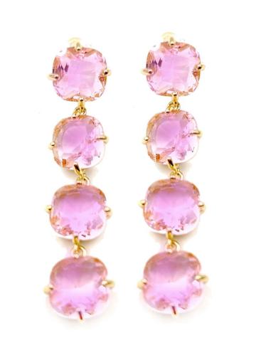 PENDIENTES LARGOS ROSAS MUY ELEGANTES ALTA CALIDAD PARA BODAS