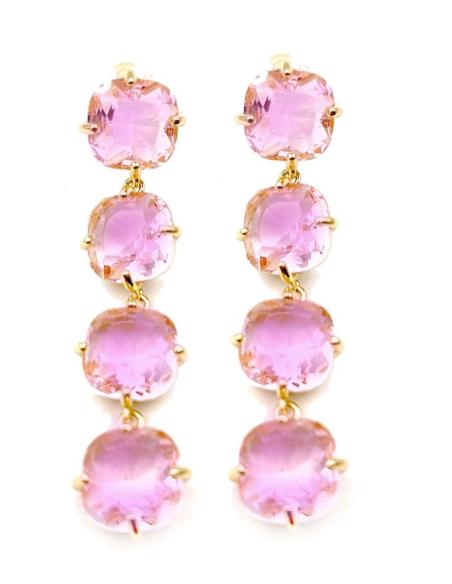 PENDIENTES LARGOS ROSAS MUY ELEGANTES ALTA CALIDAD PARA BODAS