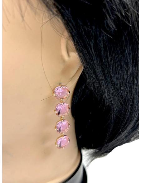 PENDIENTES LARGOS ROSAS MUY ELEGANTES ALTA CALIDAD PARA BODAS