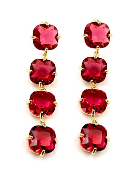 PENDIENTES LARGOS ROSAS AFRESADO MUY ELEGANTES ALTA CALIDAD PARA BODAS