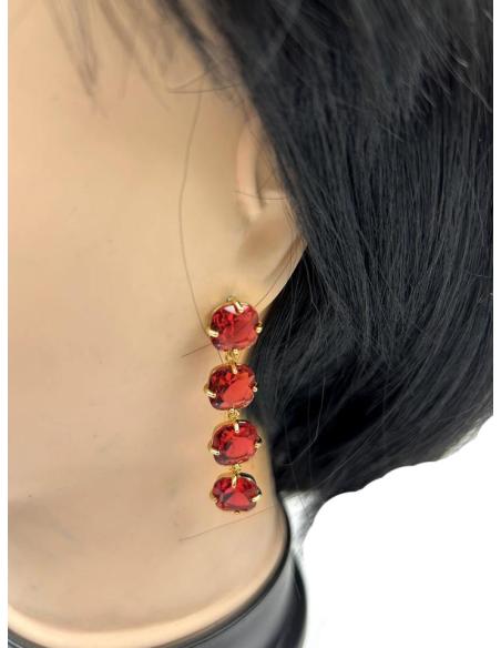 PENDIENTES LARGOS ROSAS AFRESADO MUY ELEGANTES ALTA CALIDAD PARA BODAS