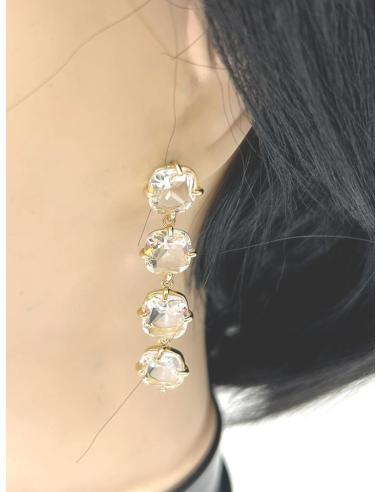 PENDIENTES LARGOS DE CRISTAL MUY ELEGANTES ALTA CALIDAD PARA BODAS