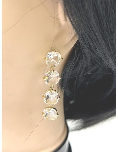 PENDIENTES LARGOS DE CRISTAL MUY ELEGANTES ALTA CALIDAD PARA BODAS