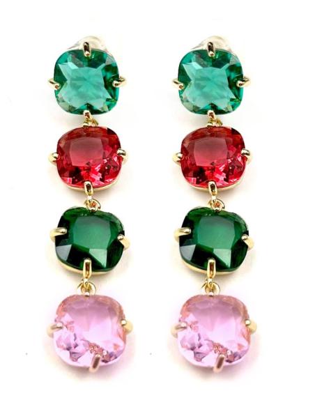 PENDIENTES LARGOS MULTICOLOR MUY ELEGANTES ALTA CALIDAD PARA BODAS