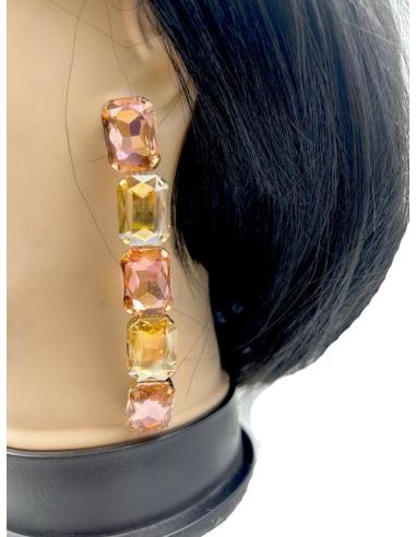 PENDIENTES DORADOS Y MELOCOTON DISEÑO LARGO PARA UN LOOK NOCHE ESPECTACULAR