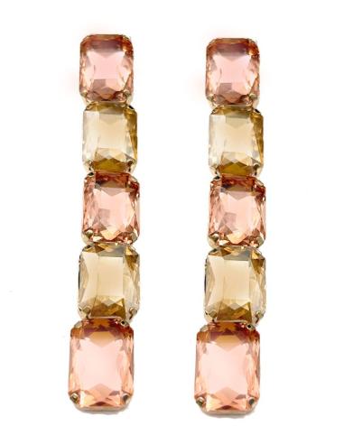 PENDIENTES DORADOS Y MELOCOTON DISEÑO LARGO PARA UN LOOK NOCHE ESPECTACULAR