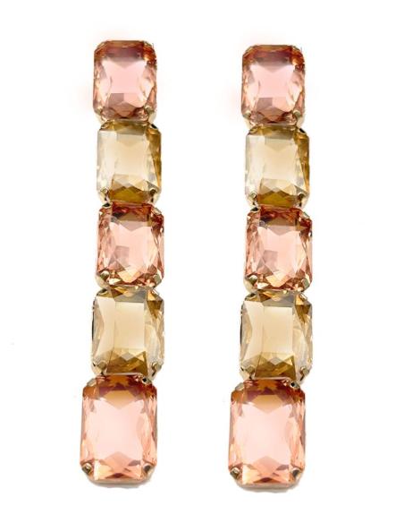 PENDIENTES DORADOS Y MELOCOTON DISEÑO LARGO PARA UN LOOK NOCHE ESPECTACULAR