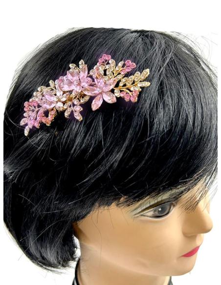 PEINETAS ROSAS PARA BODAS CON  PEDRERIA CRISTAL BRILLO