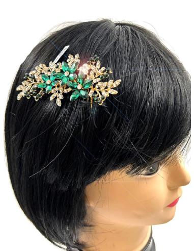 PEINETAS VERDES PARA BODAS CON  PEDRERIA CRISTAL BRILLO