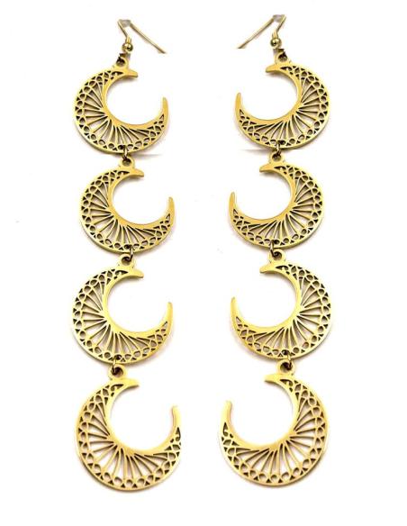 PENDIENTES DORADOS LARGOS PARA LAS AMANTES DE LAS LUNAS