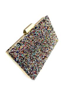 BOLSOS DE FIESTA PLATEADOS CON PEDRERIA ELEGANTE PARA BODAS