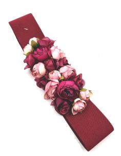 CINTURONES BODA GRANATES CON FLORES Y CINTURILLA ELASTICA