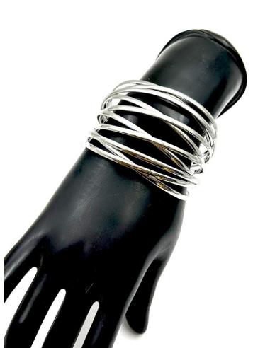 PULSERAS PLATEADAS DE MUJER DISEÑO AROS ENTRELAZADOS PARA BODAS