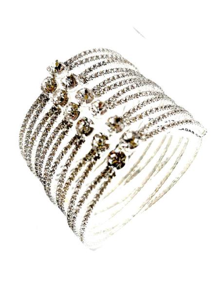 PULSERAS PLATEADAS CON CRISTAL EFECTO EXTRA BRILLO FABULOSAS PARA BODAS Y NOCHE