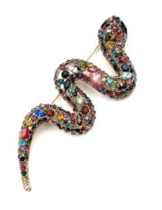 BROCHES MUJER DE FIESTA SERPIENTE DE PEDRERIA CRISTAL MULTICOLOR