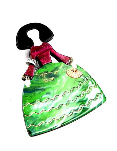 BROCHES MUJER BONITOS DE MENINA VERDE Y BUGAMBILIA