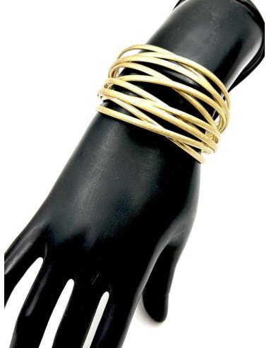 PULSERAS DORADAS DE MUJER DISEÑO AROS ENTRELAZADOS PARA BODAS