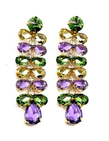 PENDIENTES LARGOS DE FIESTA PARA BODAS NOCHE VERDE AMARILLO Y LILA