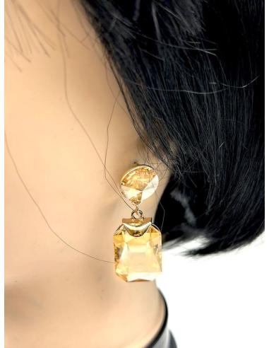 PENDIENTES LARGOS DORADOS DE FIESTA EXTRA BRILLO PARA BODAS NOCHE