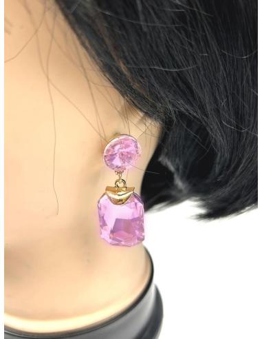 PENDIENTES LARGOS ROSAS DE FIESTA EXTRA BRILLO PARA BODAS NOCHE