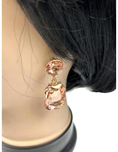 PENDIENTES LARGOS MELOCOTON DE FIESTA EXTRA BRILLO PARA BODAS NOCHE
