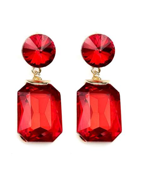 PENDIENTES LARGOS ROJOS DE FIESTA EXTRA BRILLO PARA BODAS NOCHE