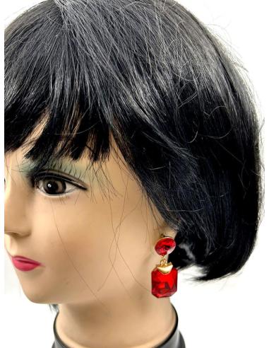 PENDIENTES LARGOS ROJOS DE FIESTA EXTRA BRILLO PARA BODAS NOCHE
