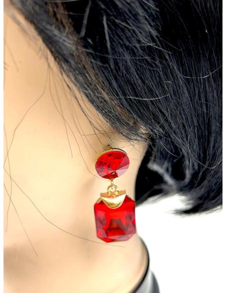 PENDIENTES LARGOS ROJOS DE FIESTA EXTRA BRILLO PARA BODAS NOCHE