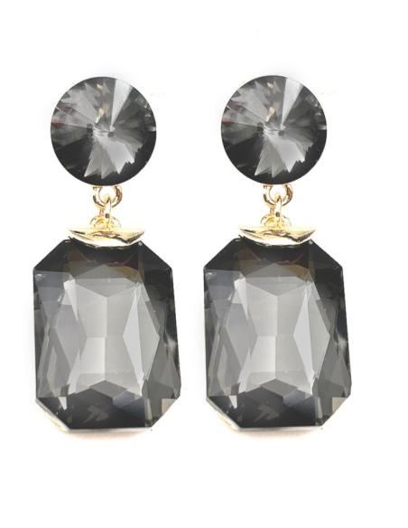 PENDIENTES LARGOS GRISES DE FIESTA EXTRA BRILLO PARA BODAS NOCHE