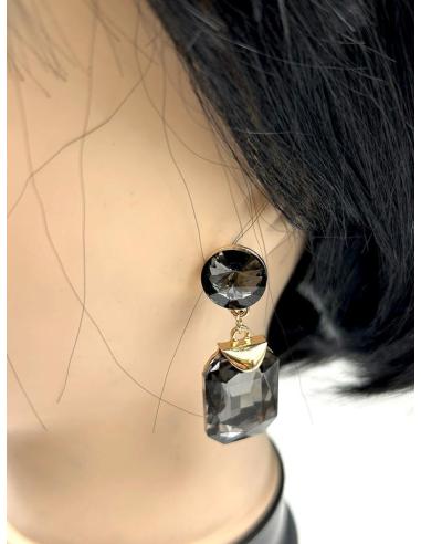 PENDIENTES LARGOS GRISES DE FIESTA EXTRA BRILLO PARA BODAS NOCHE